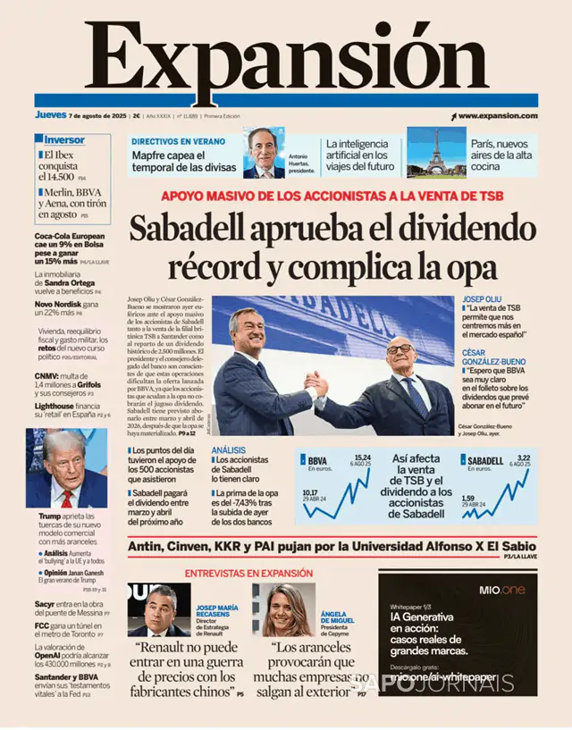 Capa jornal Expansión 2025-08-07