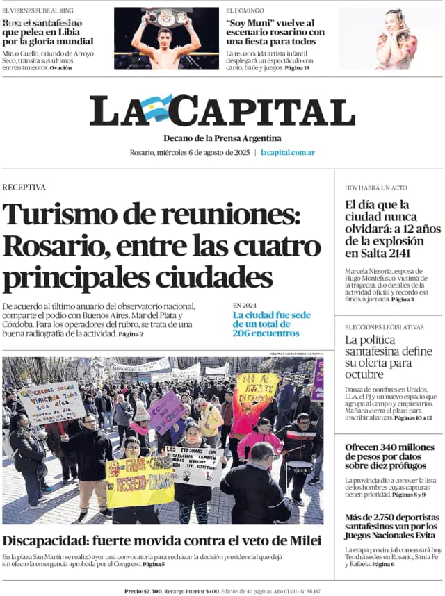 Capa jornal La Capital 2025-08-06