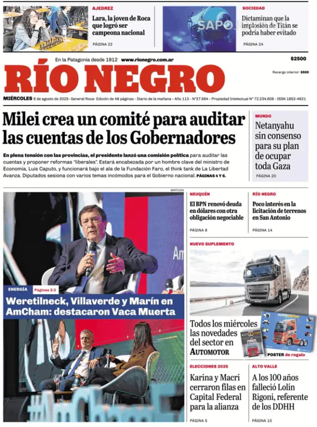 Capa jornal Rio Negro 2025-08-06
