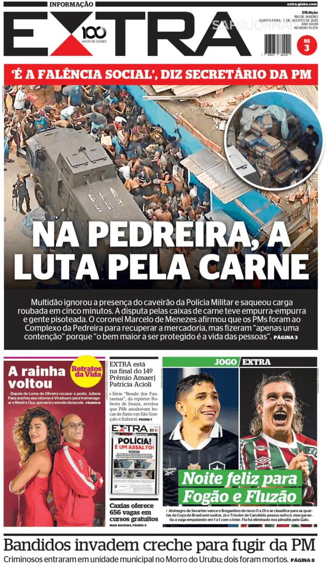 Capa jornal Extra 2025-08-07