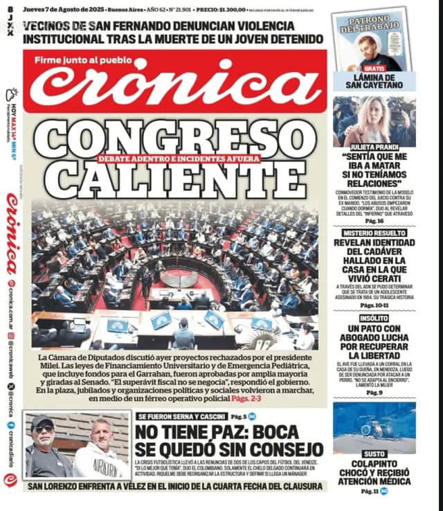 Capa jornal Crónica 2025-08-07