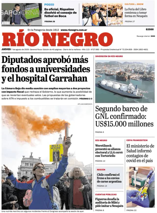 Capa jornal Rio Negro 2025-08-07