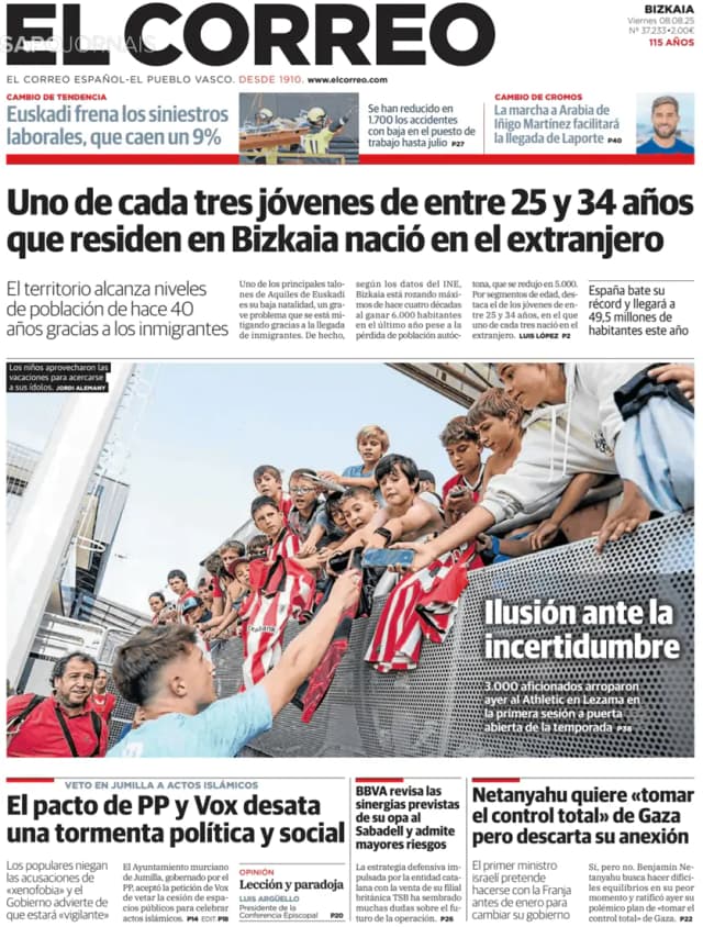 Capa jornal El Correo Digital 2025-08-08