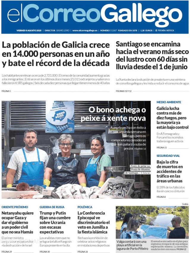 Capa jornal El Correo de Gallego 2025-08-08