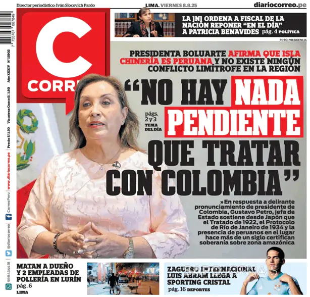 Capa jornal Diario Correo 2025-08-08