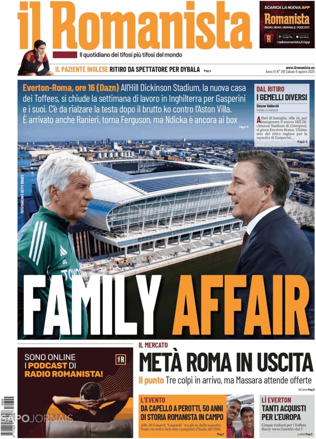Capa jornal Il Romanista 2025-08-09