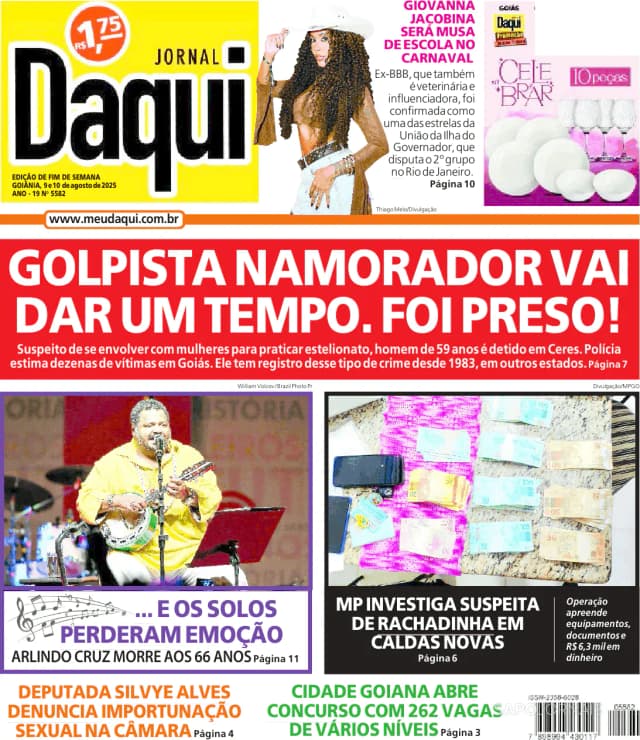 Capa jornal Daqui - O Popular 2025-08-09