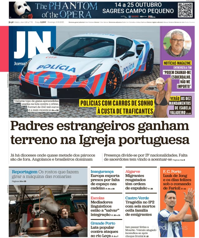 Capa jornal Jornal de Notícias 2025-08-10