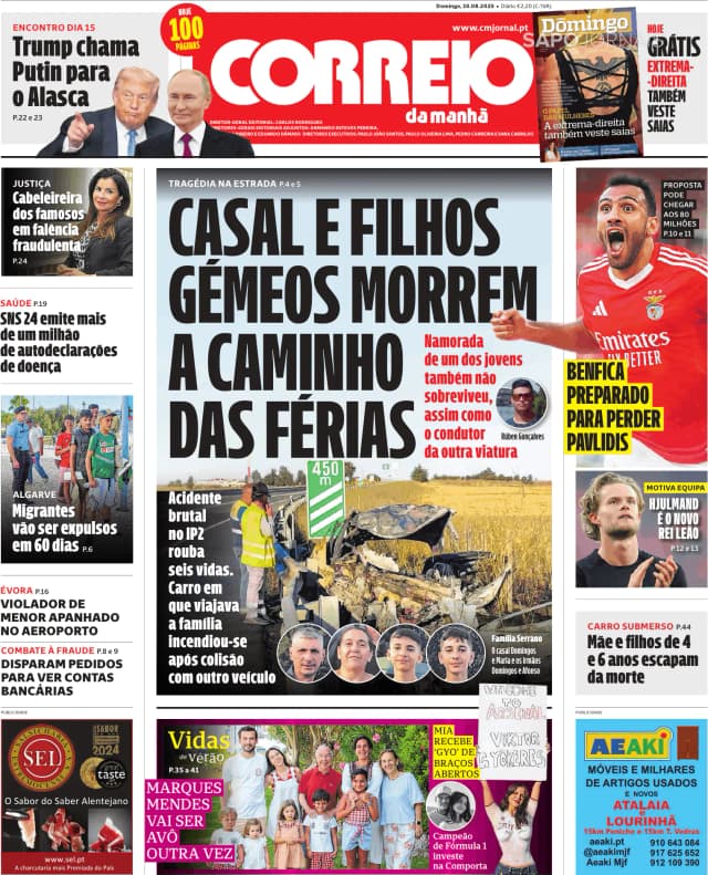 Capa jornal Correio da Manhã 2025-08-10