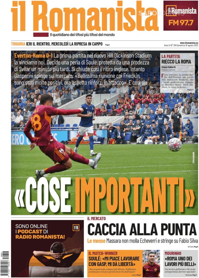 Capa jornal Il Romanista 2025-08-10