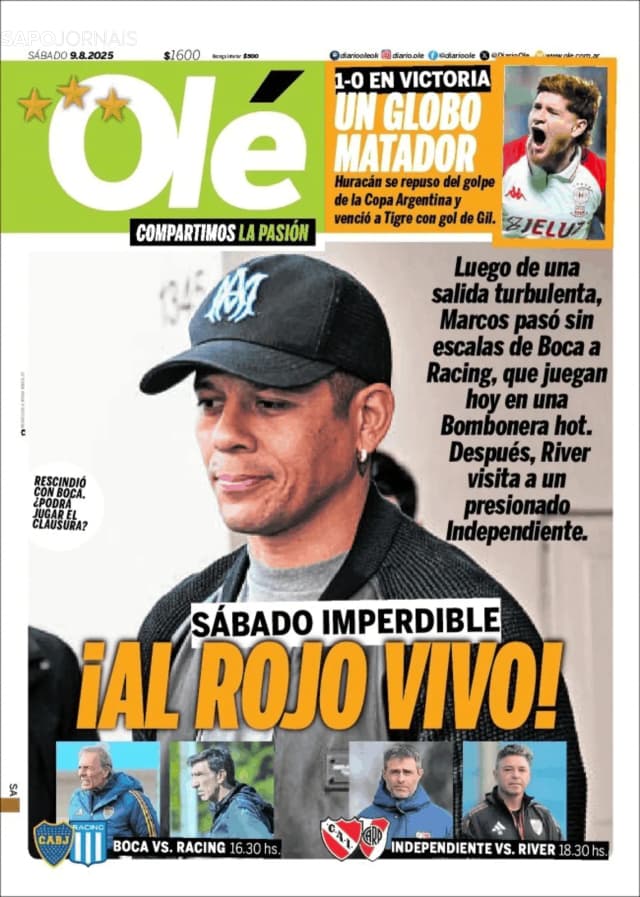 Capa jornal Olé 2025-08-09