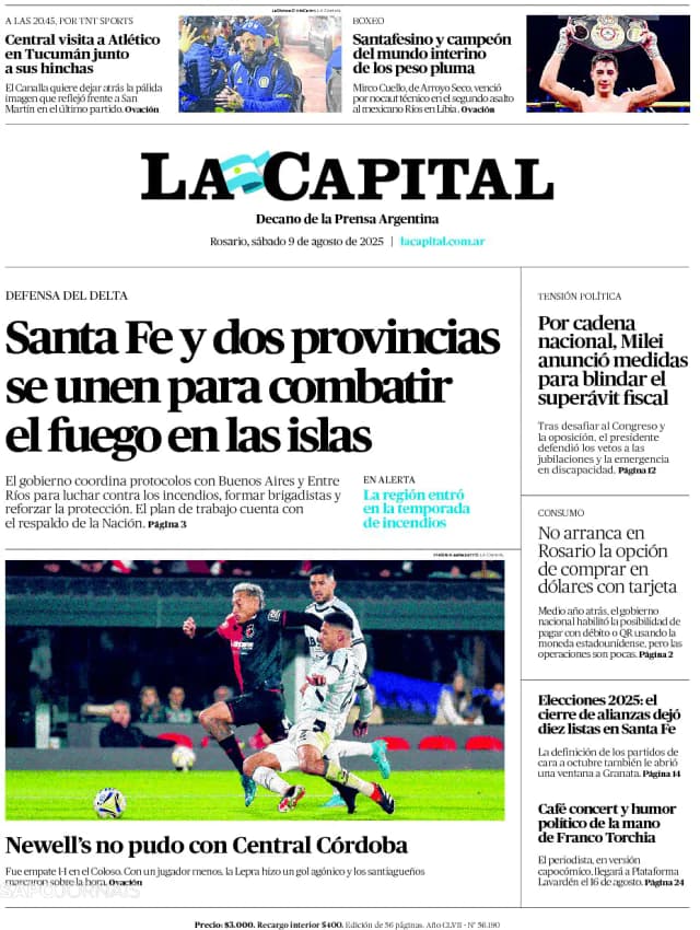 Capa jornal La Capital 2025-08-09