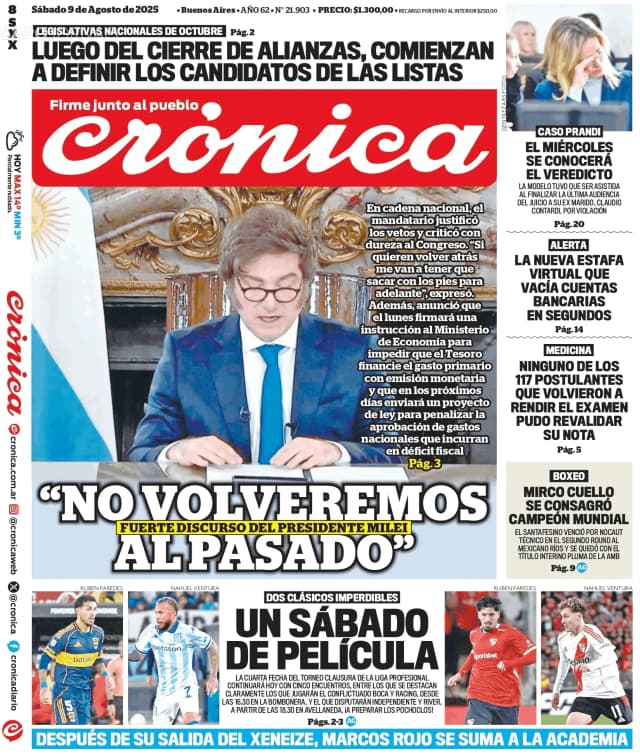 Capa jornal Crónica 2025-08-09