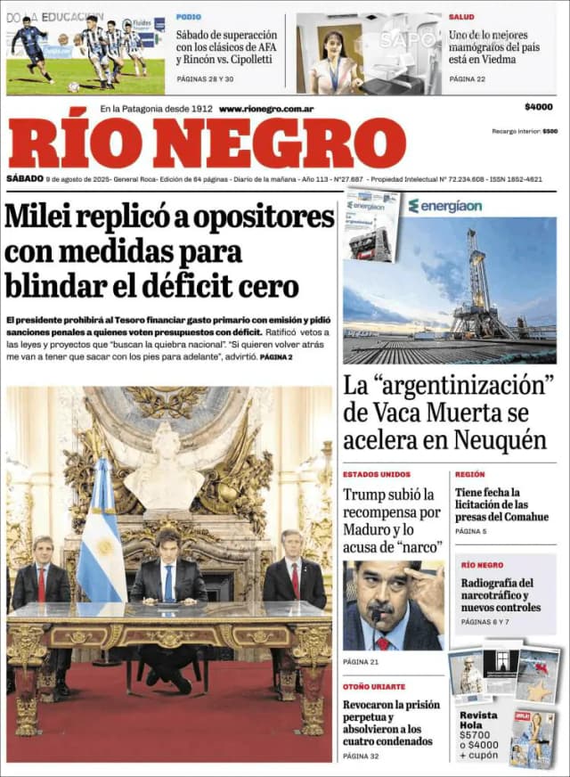 Capa jornal Rio Negro 2025-08-09
