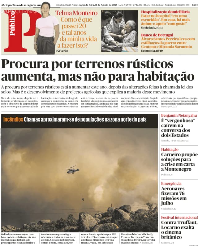 Capa jornal Público 2025-08-11