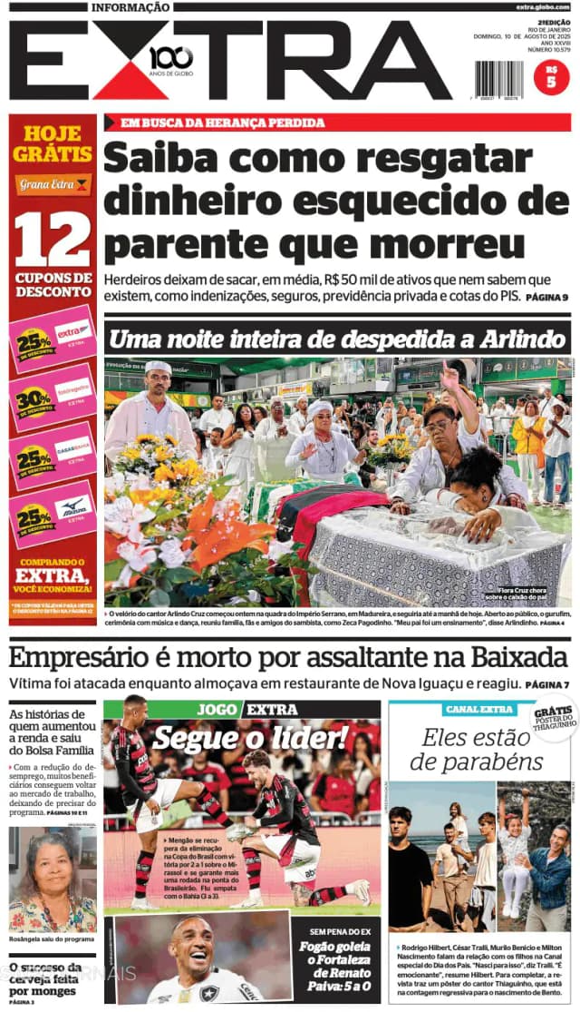 Capa jornal Extra 2025-08-10