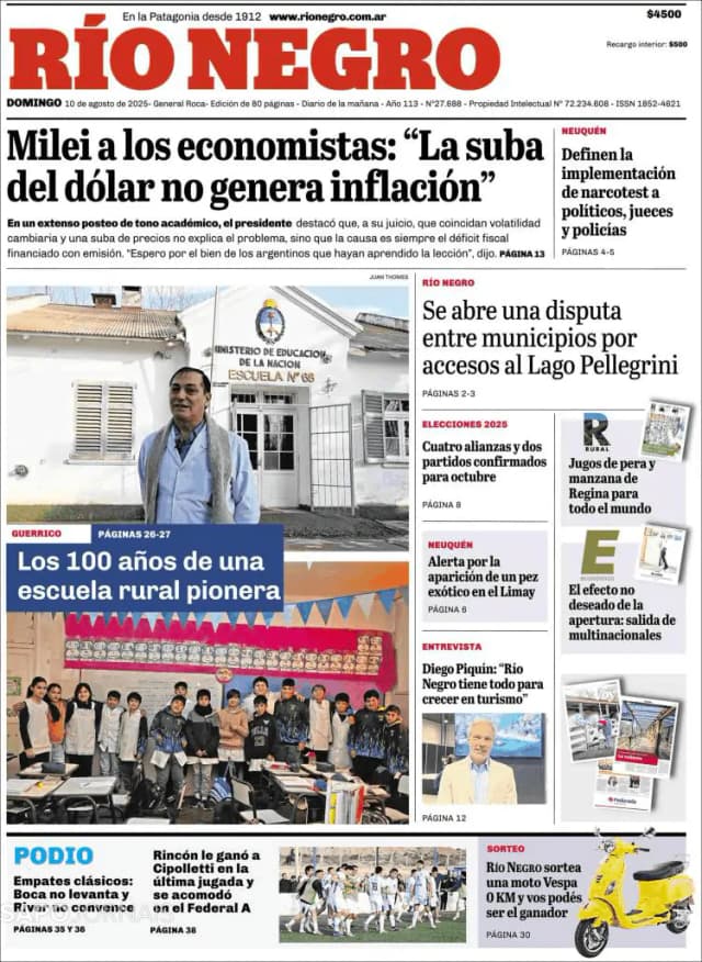 Capa jornal Rio Negro 2025-08-10