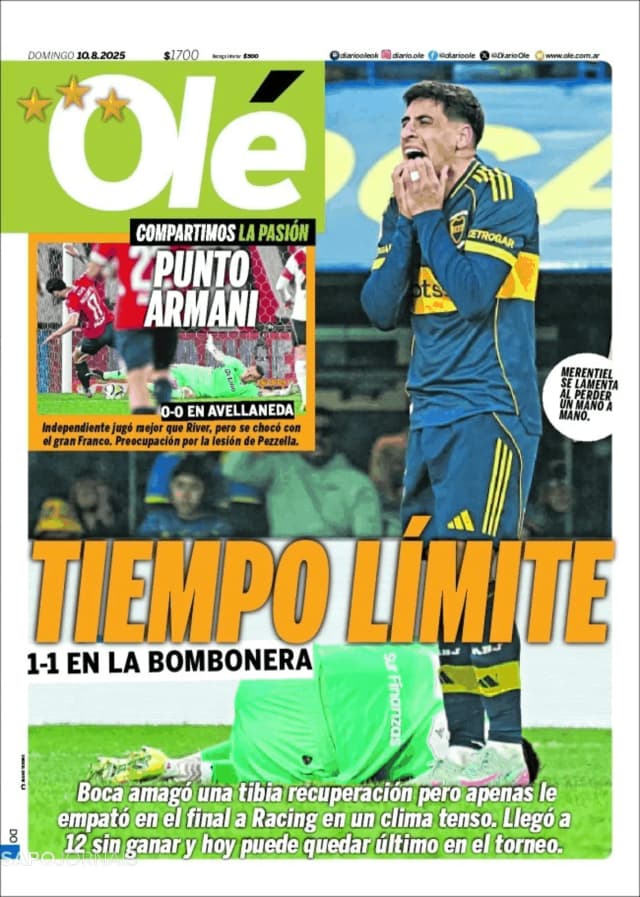 Capa jornal Olé 2025-08-11