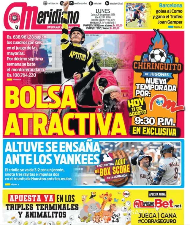 Capa jornal Meridiano 2025-08-11
