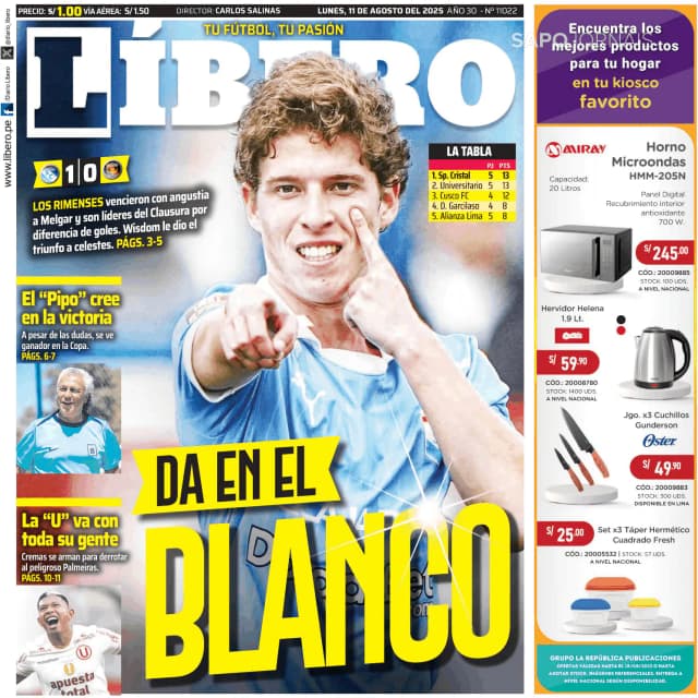 Capa jornal Líbero 2025-08-11