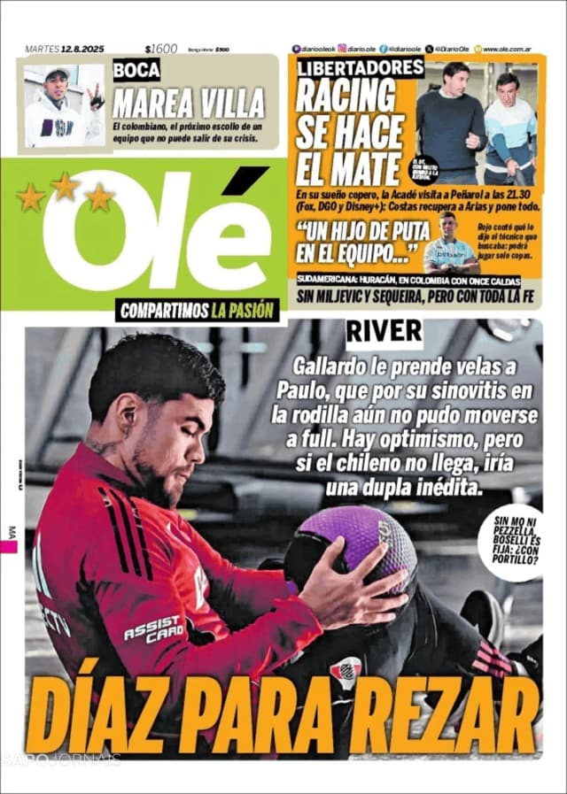 Capa jornal Olé 2025-08-12